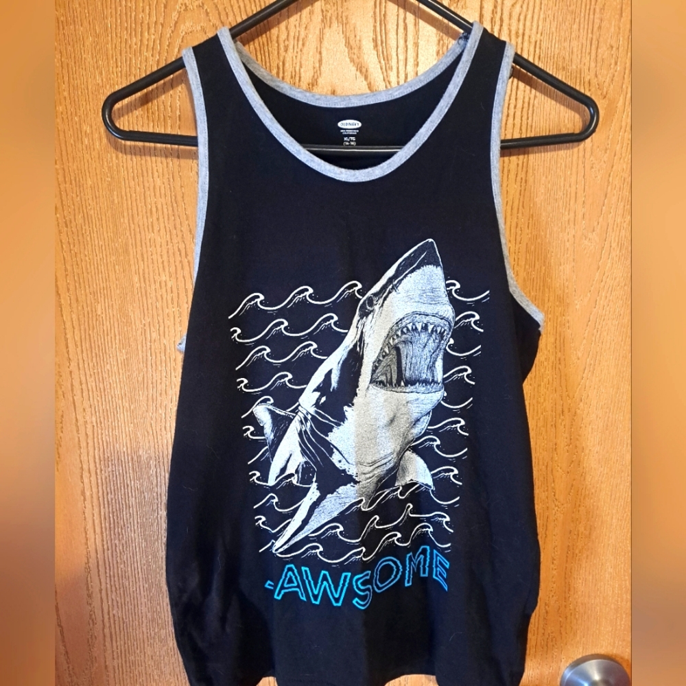 Kids Black Shark Graphic Tank Top